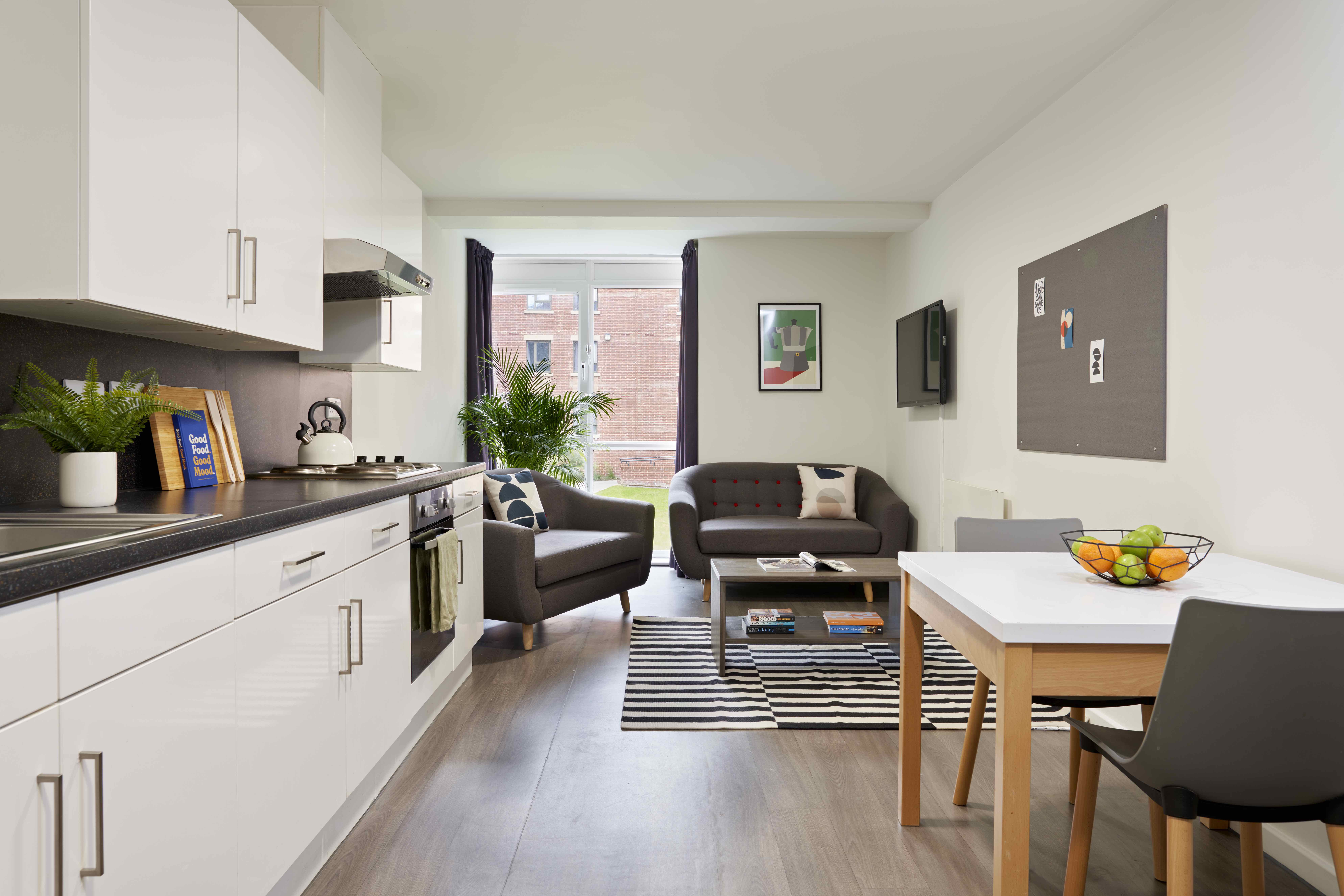 Leeds student accommodation shared flat kitchen